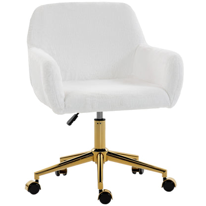 Swivel office chair in faux rabbit fur