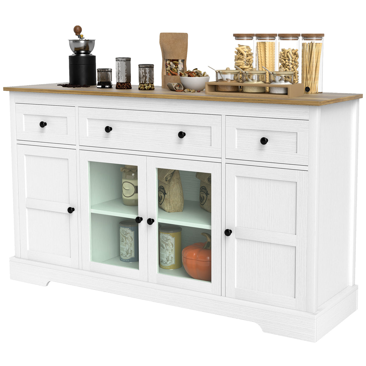 Sideboard buffet cabinet with glass doors