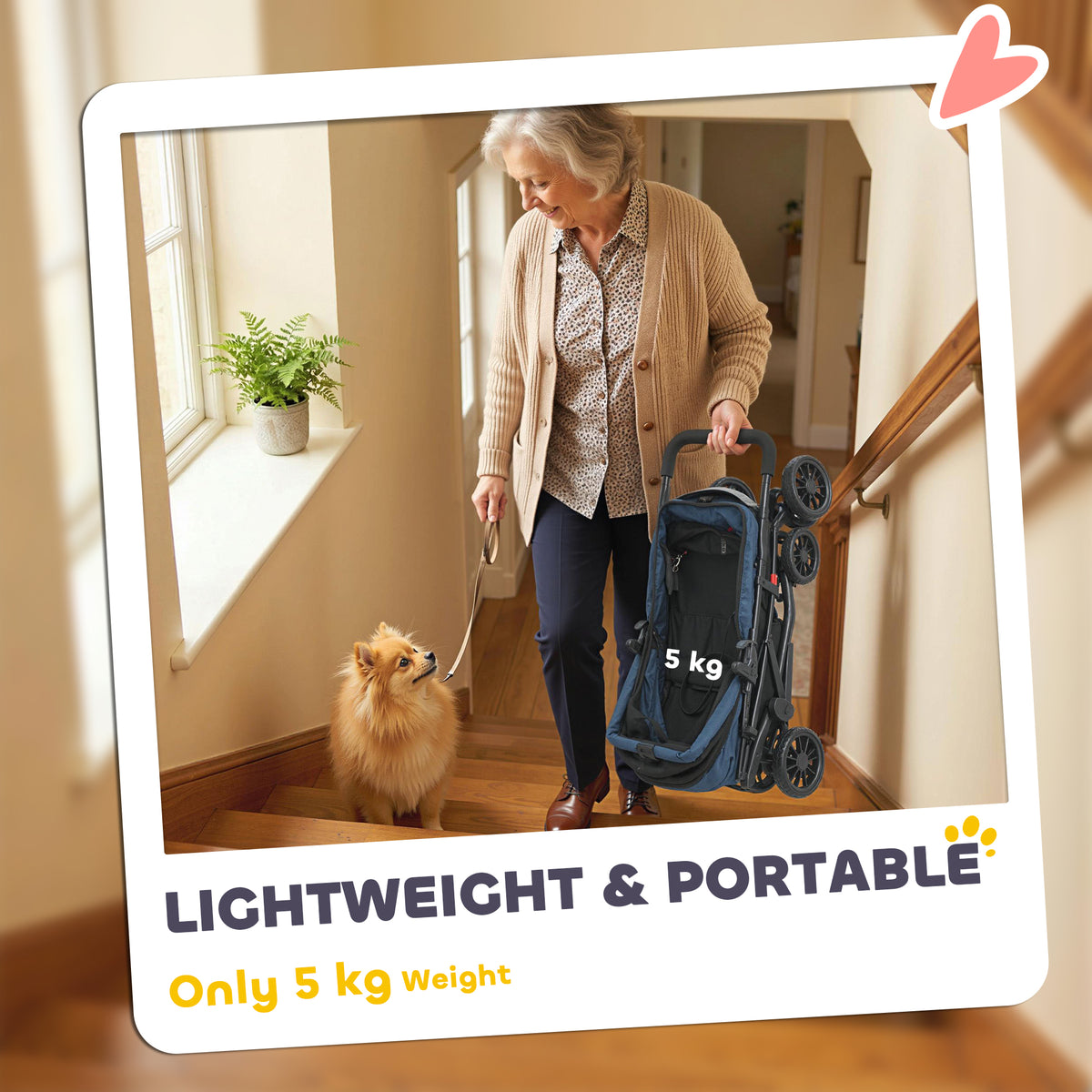 Foldable four-wheel pet stroller — Dark