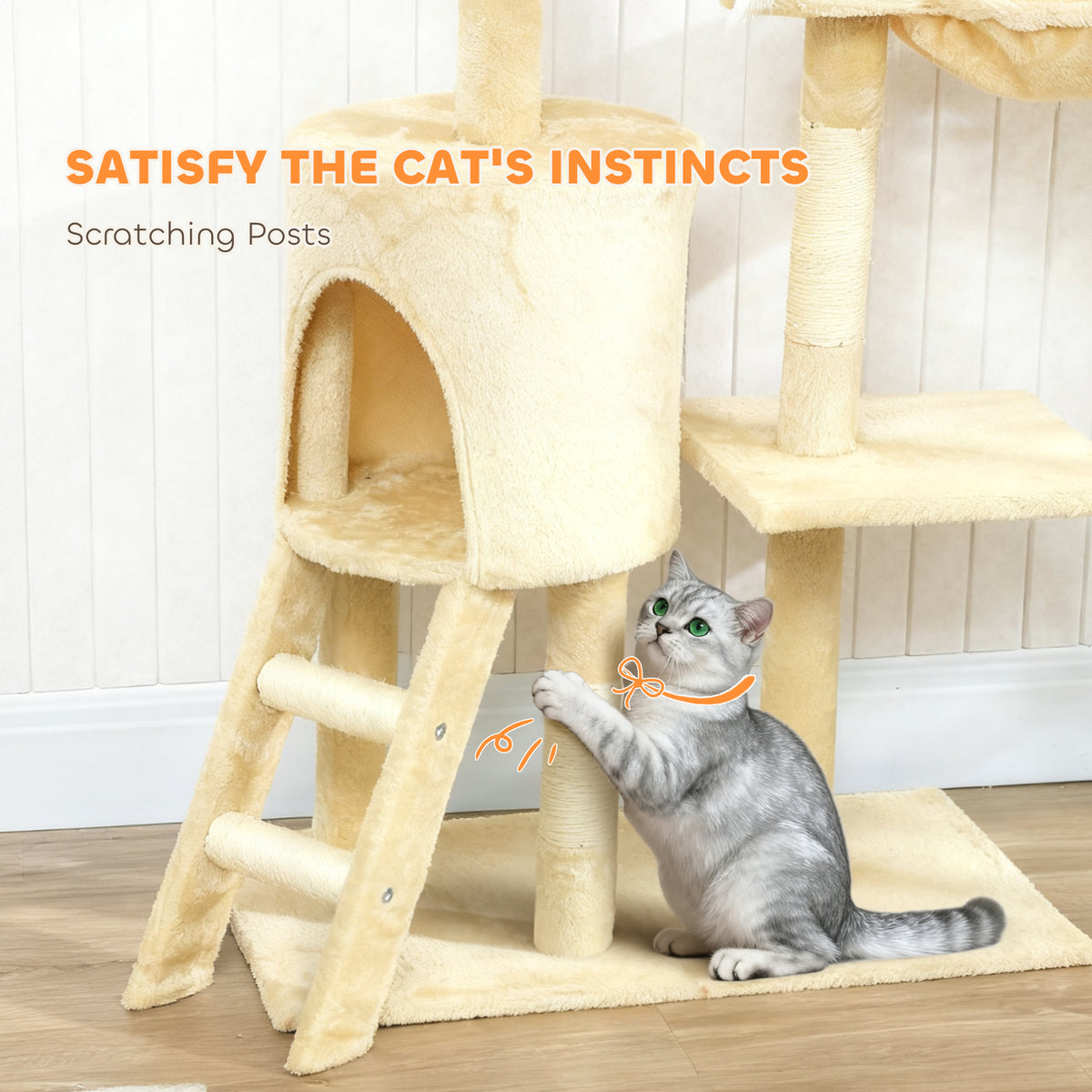 Multi-Level Cat Tree Tower with Scratching Posts
