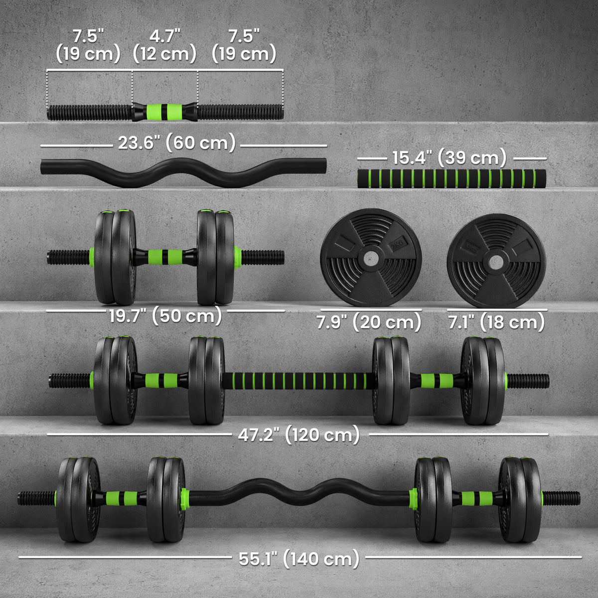 Adjustable Dumbbell Set 4-in-1 — 15 kg