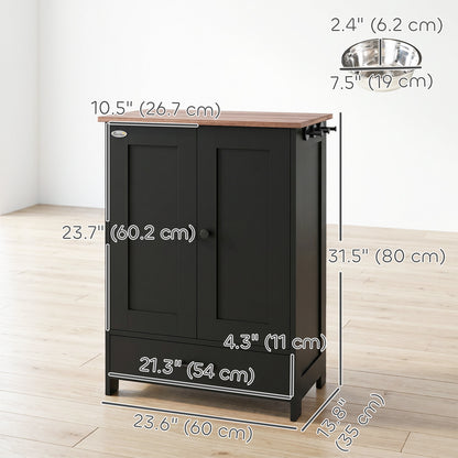 Dog Feeding Station with Adjustable Storage