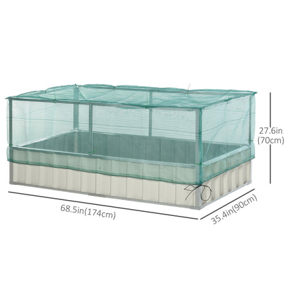 174x90x70cm Steel Raised Garden Bed with Cover Grey