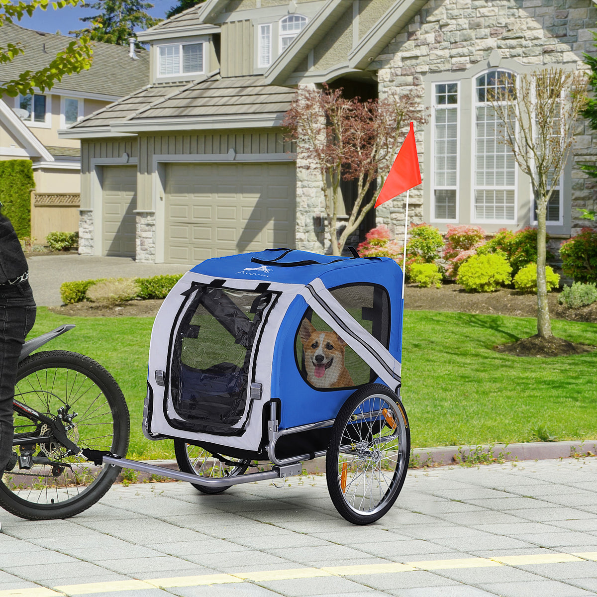 Dog bike trailer with 3 entrances