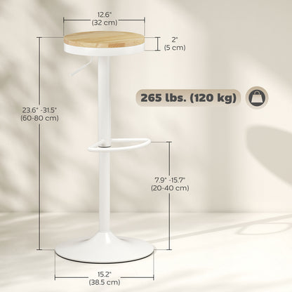 Adjustable Swivel Bar Stools Wood Set of 2