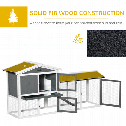 Wooden Rabbit Hutch 69 inches with Run Box