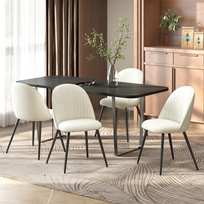 Set of 4 Modern Dining Chairs Velvet Upholstered