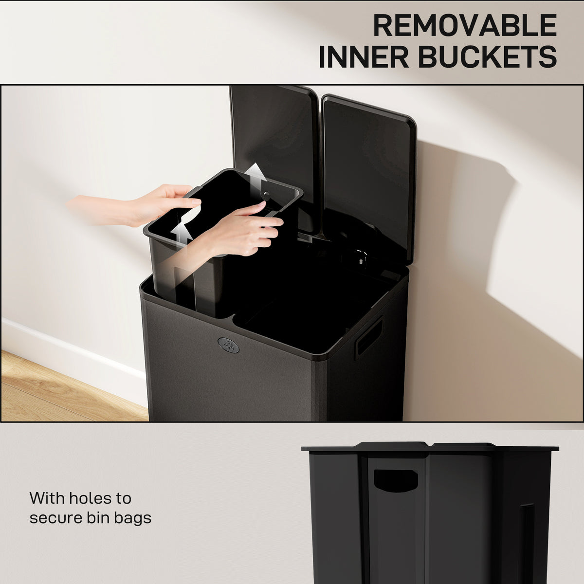 Dual Garbage Bin with Foot Pedal 2 x 28 Litre
