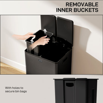 Dual Garbage Bin with Foot Pedal 2 x 28 Litre