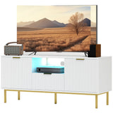 Modern TV Stand with RGB LED Lighting and Storage