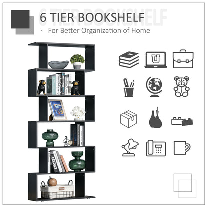 Librería moderna en forma de S con 6 estantes