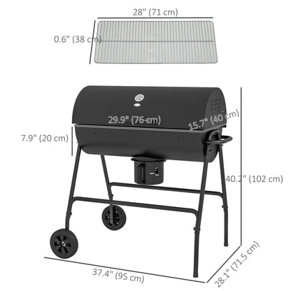 Barbacoa ahumadora de carbón de 420 pulg² con ruedas
