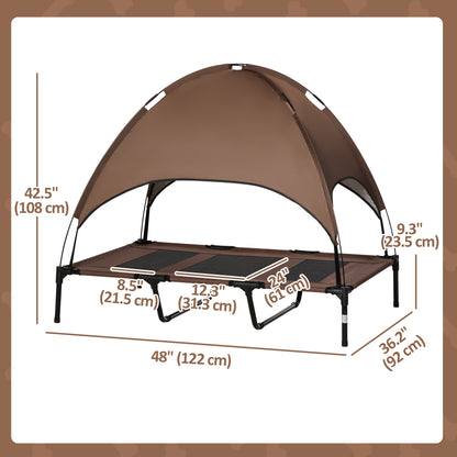 Elevated dog bed with canopy