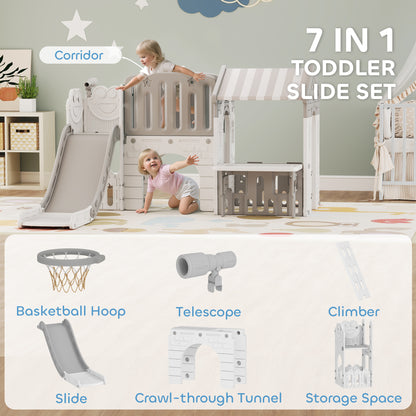 7-in-1 Toddler Slide Playground Playset