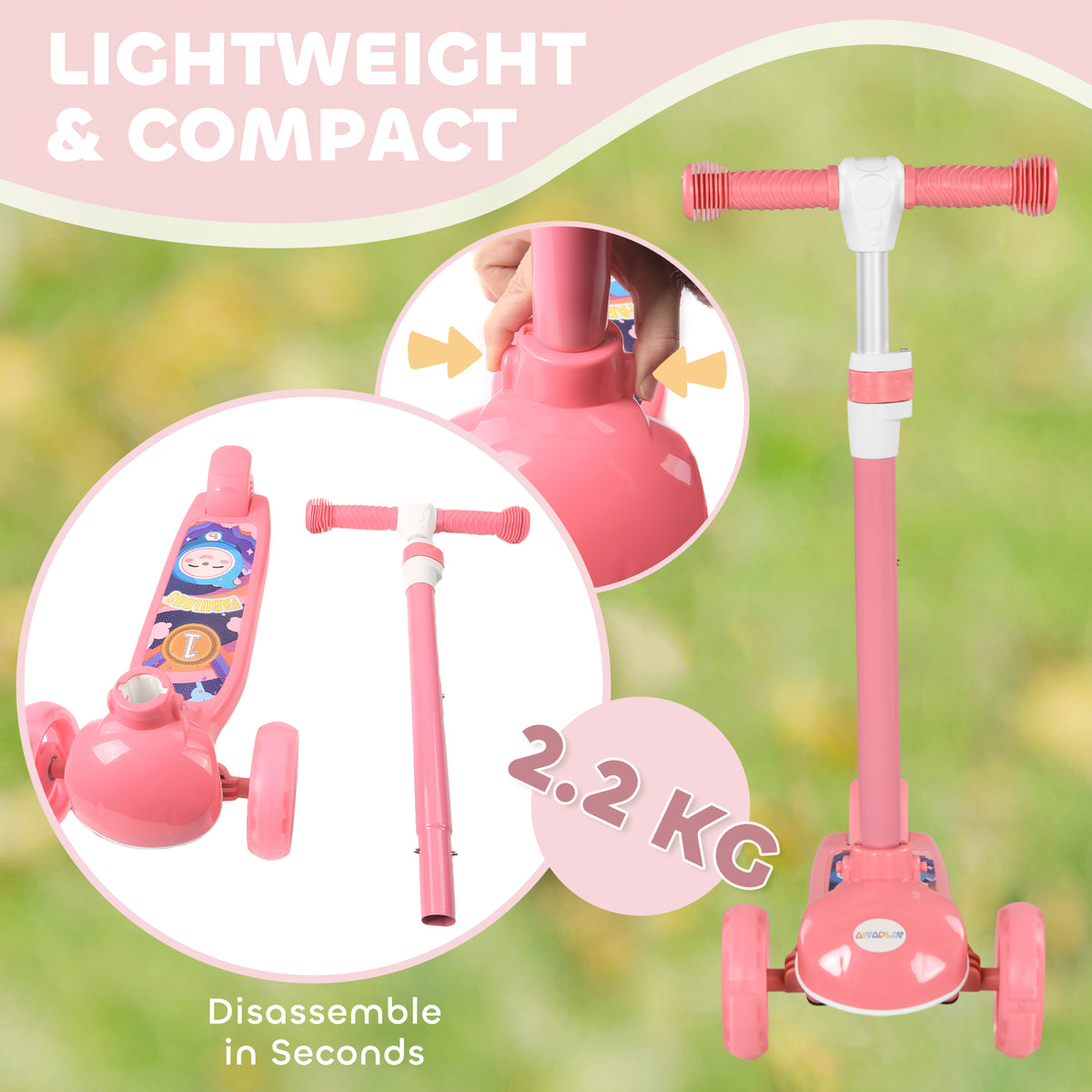 3 wheel kids scooter adjustable height