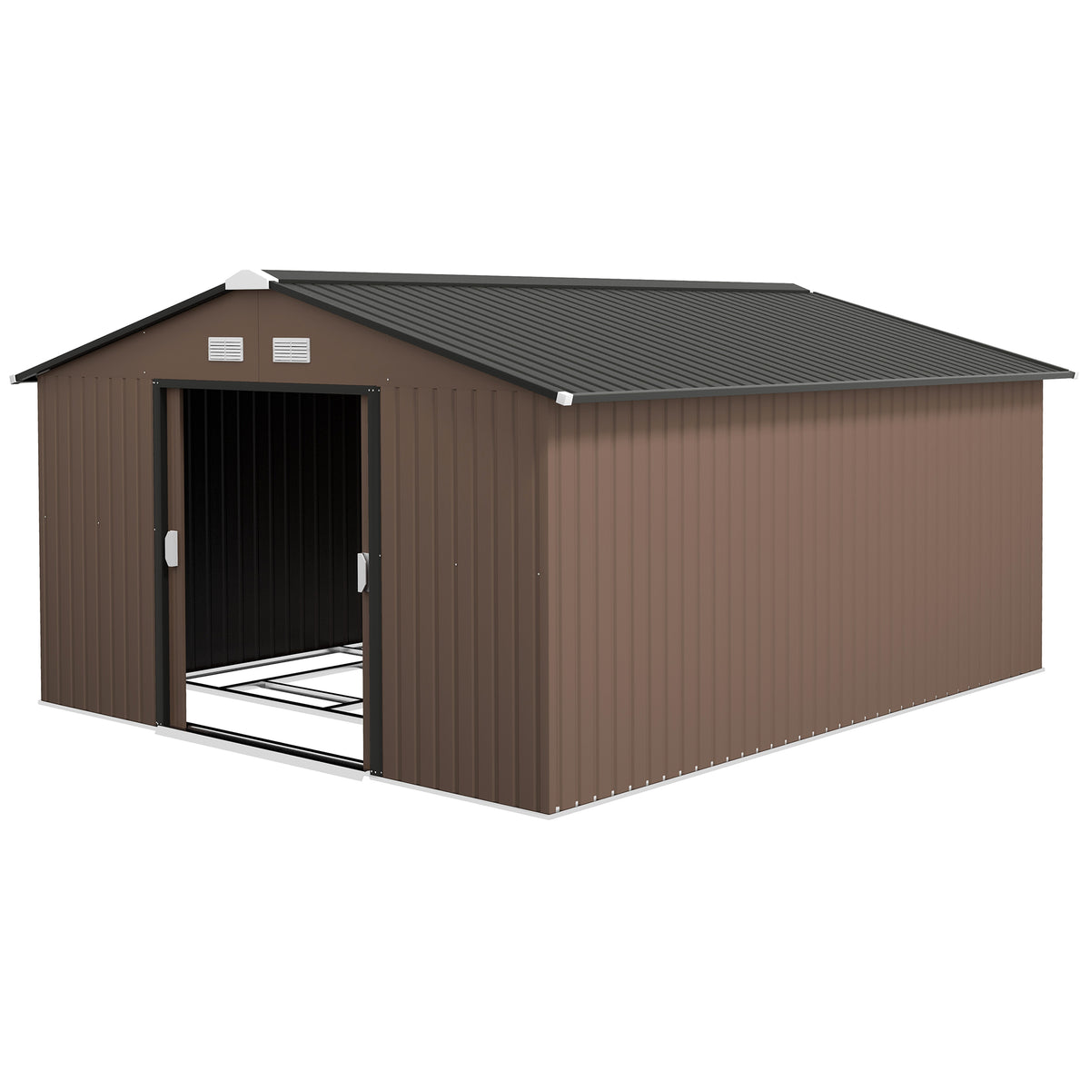 Galvanized Steel Garden Shed with Double Sliding Door