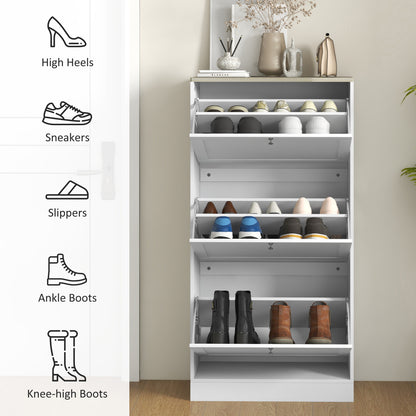 Shoe Cabinet 3 Flip Drawers Adjustable Shelves, 12-18 Pairs