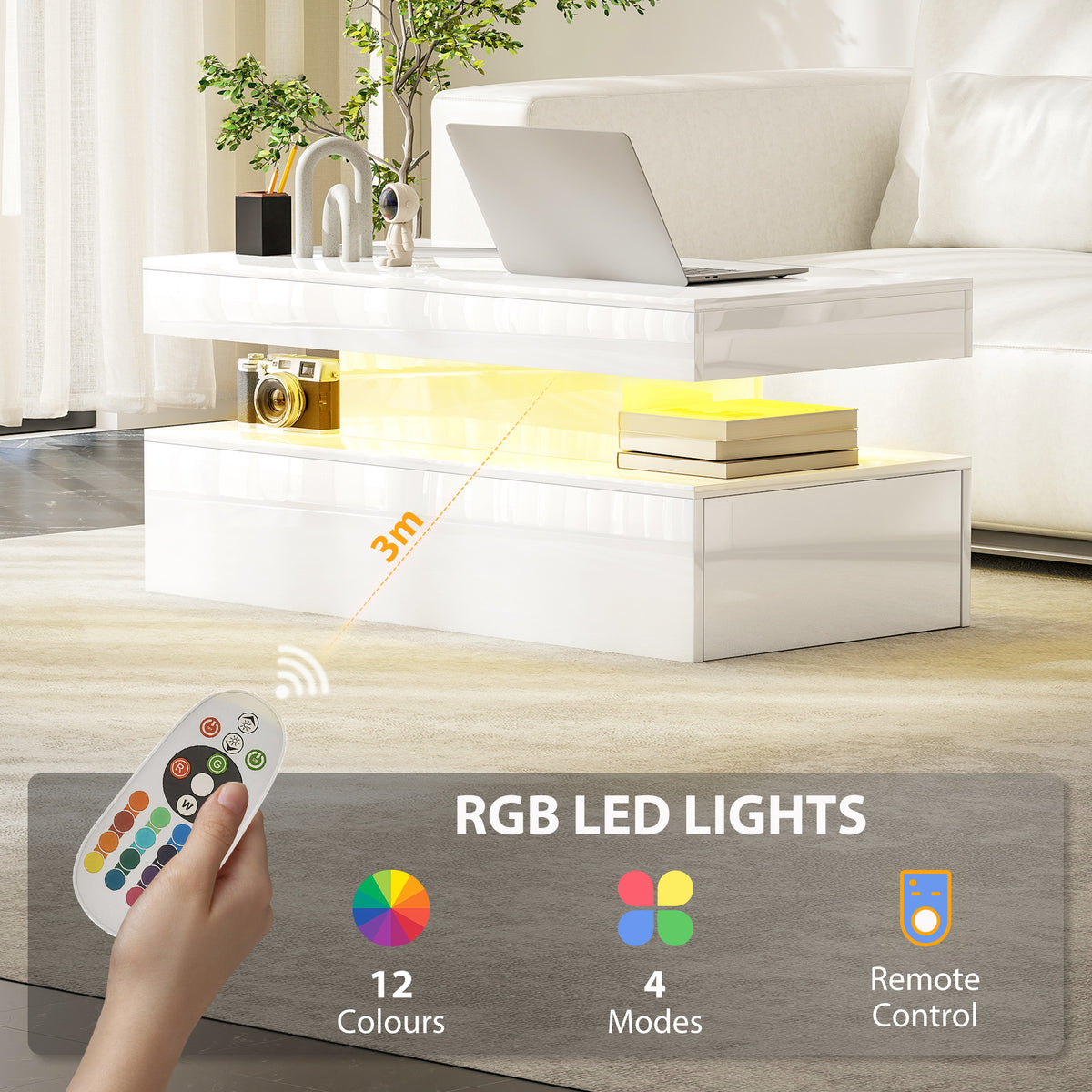 LED Coffee Table with Storage
