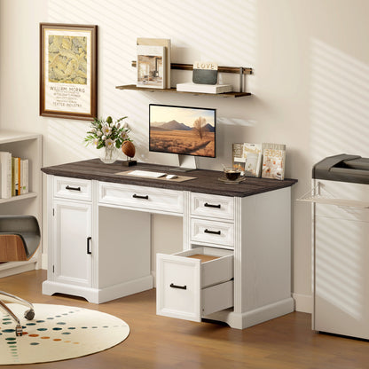 Farmhouse Executive Desk with Soft-Close Drawers