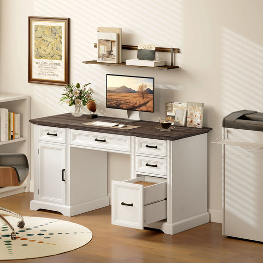Farmhouse Executive Desk with Soft-Close Drawers