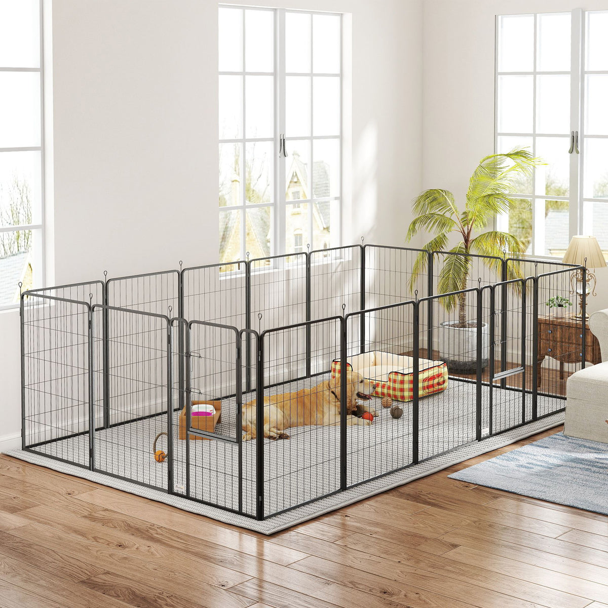 16-Panel dog playpen with strap