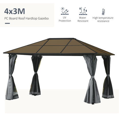 Hardtop Aluminium Gazebo with Curtains and Mesh Screens