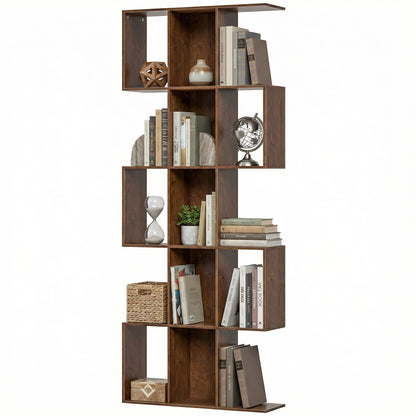 5-Tier S-Shaped Bookshelf — 15 Compartments