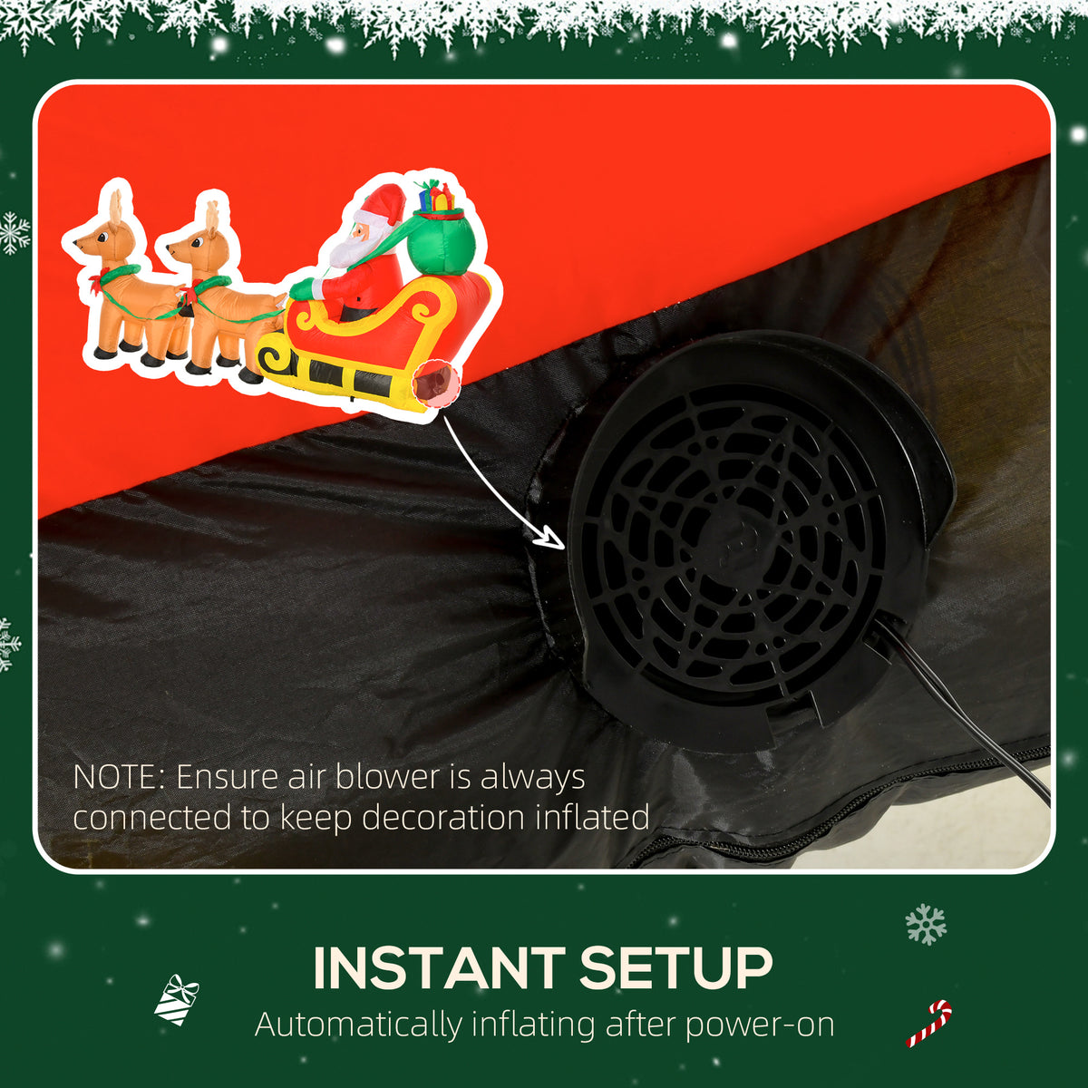 Christmas Inflatable Santa Claus Sleigh and Reindeer 240 cm