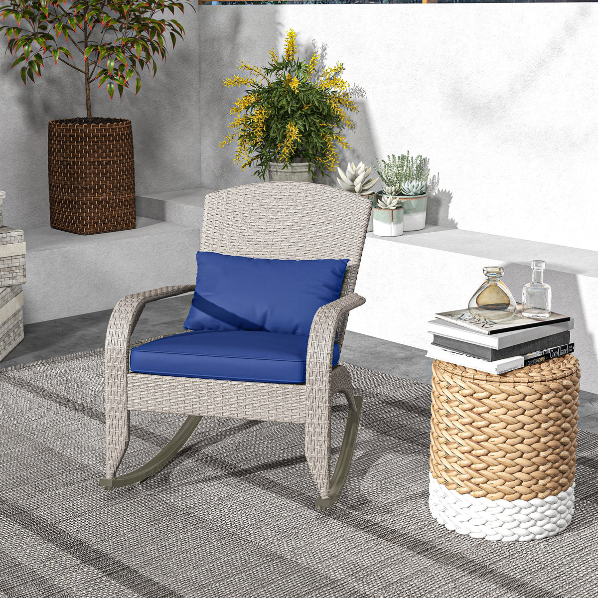 Adirondack Rocking Chair Wicker with Cushion