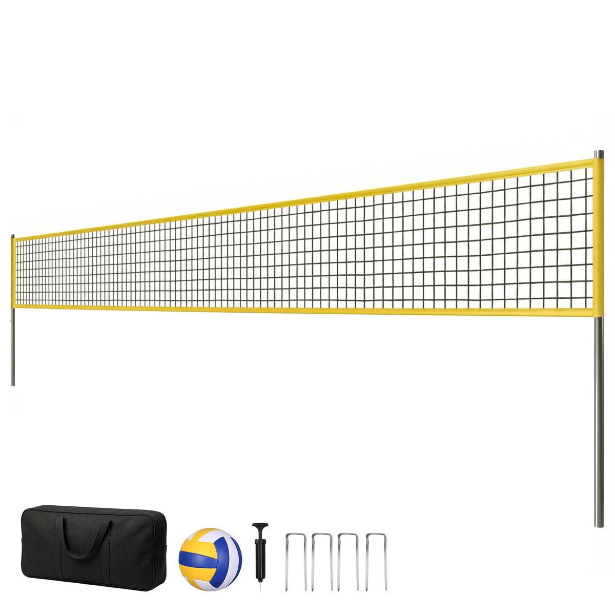 Portable Volleyball Net Set with Adjustable Steel Poles