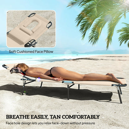 Tumbona plegable con orificio facial ajustable