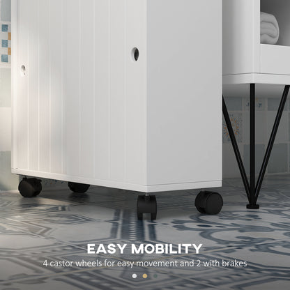 Mueble de almacenamiento estrecho con ruedas para baño