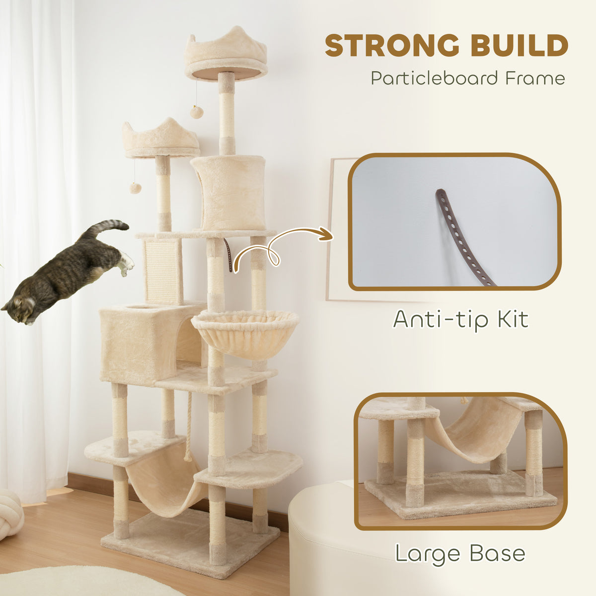 Árbol para gatos multinivel de 81 pulg. con rascadores