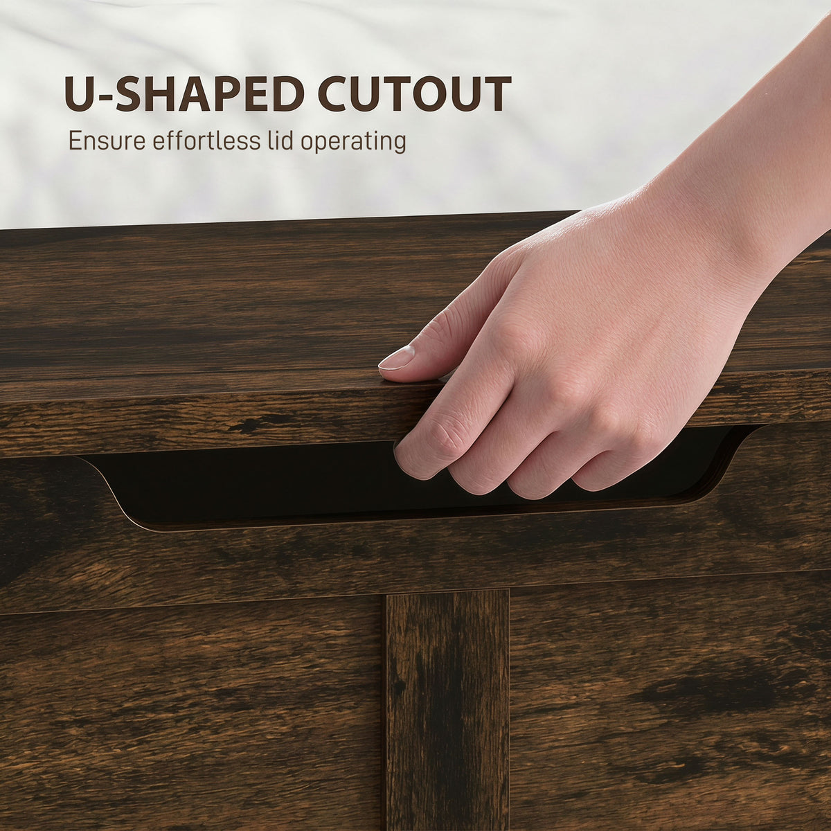 Rustic storage chest with safety hinges 100 cm