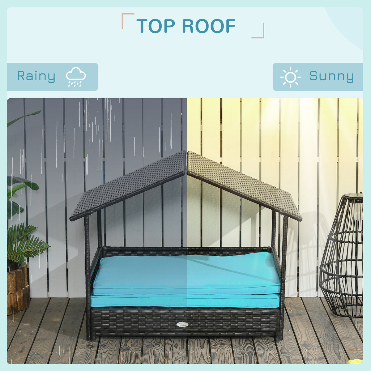 Elevated Dog House with Canopy for Medium Dogs