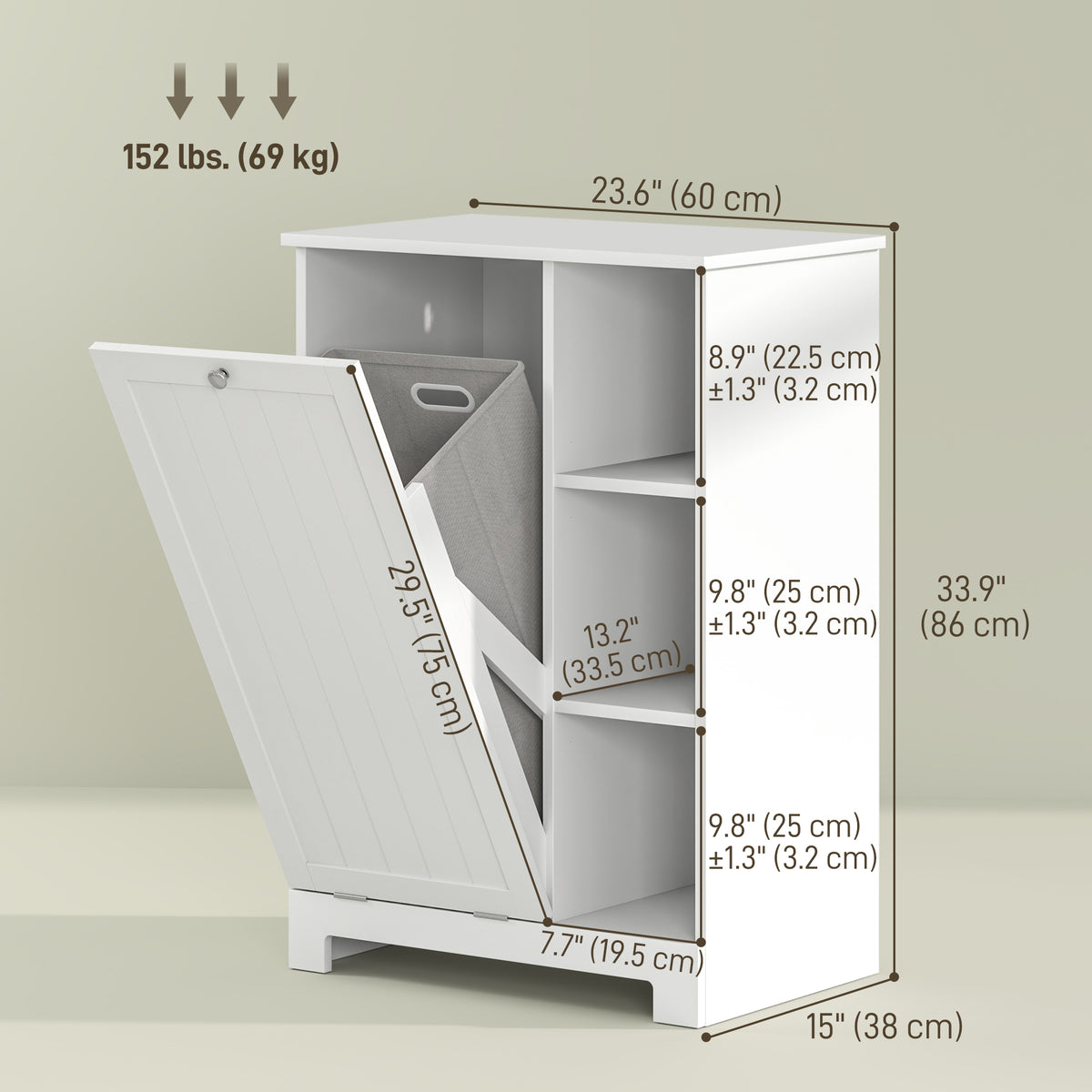 Tilt Out Laundry Cabinet with Removable Basket