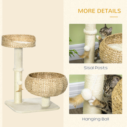 28" Cat Tree with Scratching Post Double Beds