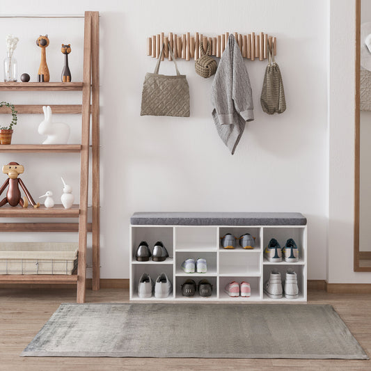Upholstered shoe storage bench