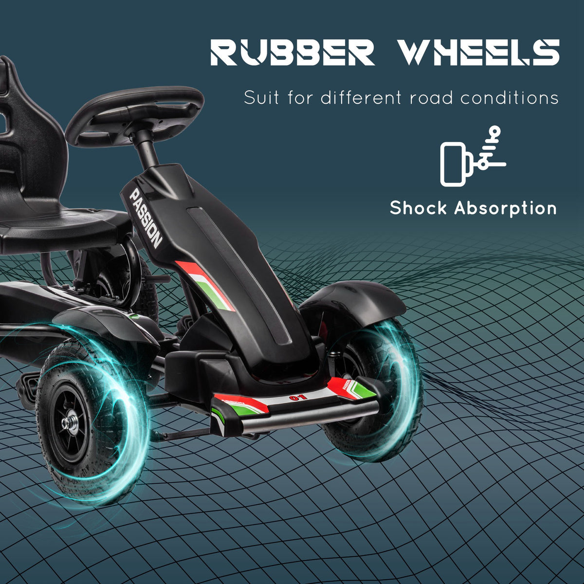 Pedal go kart for kids with handbrake