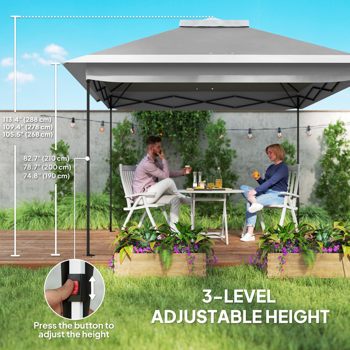 Double Roof Pop-Up Gazebo with Mesh Sidewalls 11 ft x 11 ft