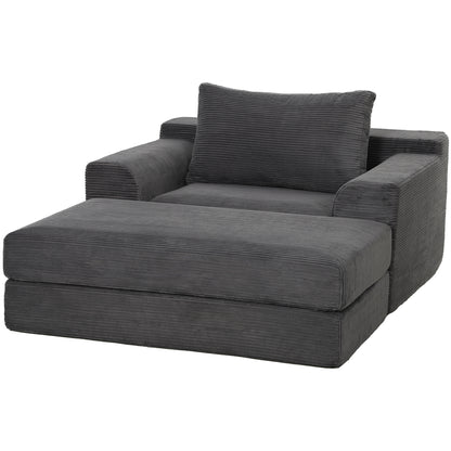 Corduroy convertible chair bed 130 cm