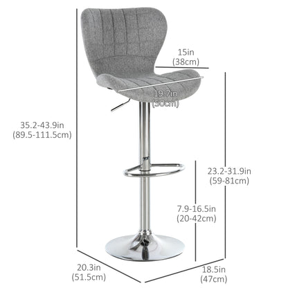 Set of 2 Counter Height Swivel Bar Stools Adjustable