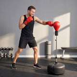 Saco de boxeo con soporte ajustable y guantes
