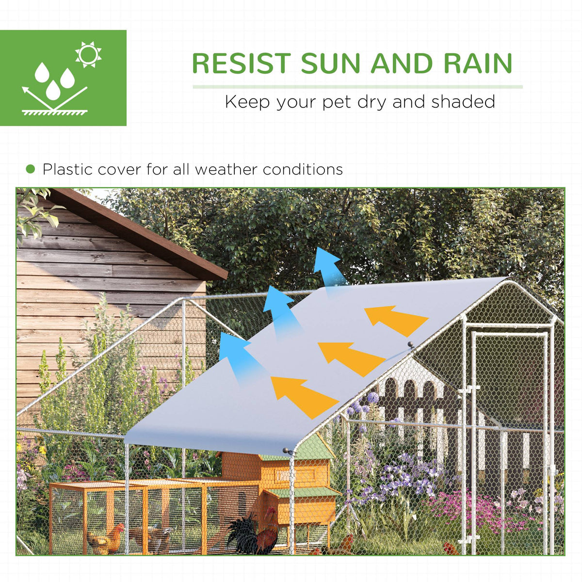 Chicken Coop Run Outdoor with Cover 3.0 x 4.0 x 2.0 m