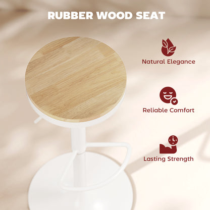 Adjustable Swivel Bar Stools Wood Set of 2