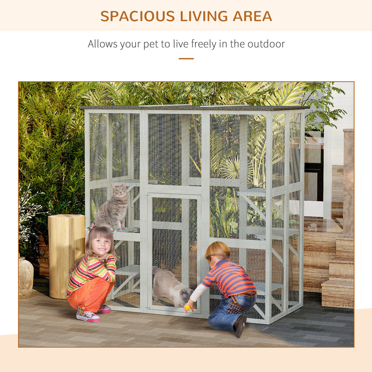 Outdoor Cat Enclosure with 6 Platforms