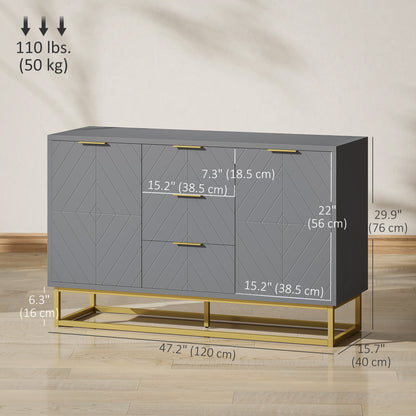 Mueble de almacenamiento de 120 cm con puertas y cajones