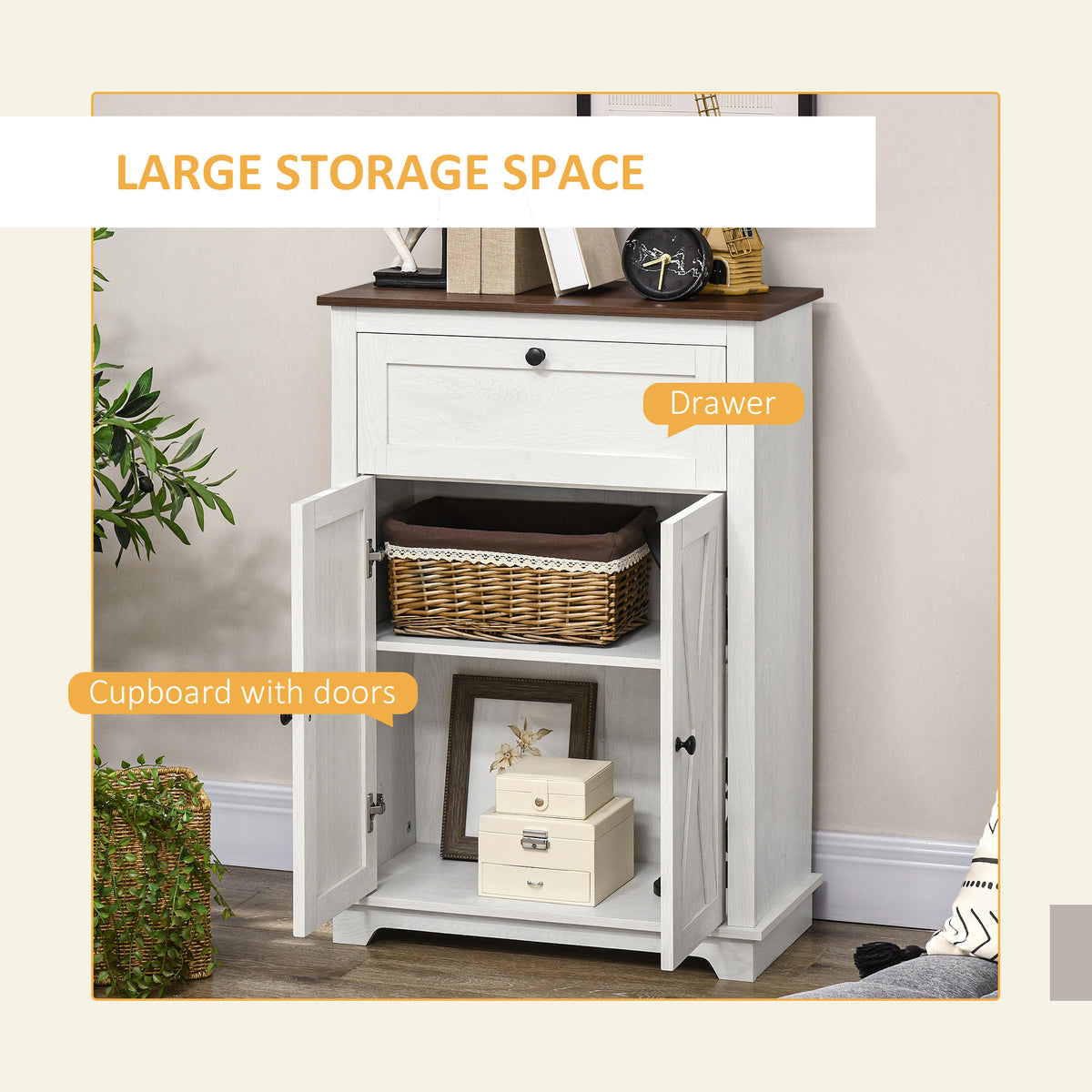 Farmhouse Kitchen Sideboard Storage Cabinet with Drawer