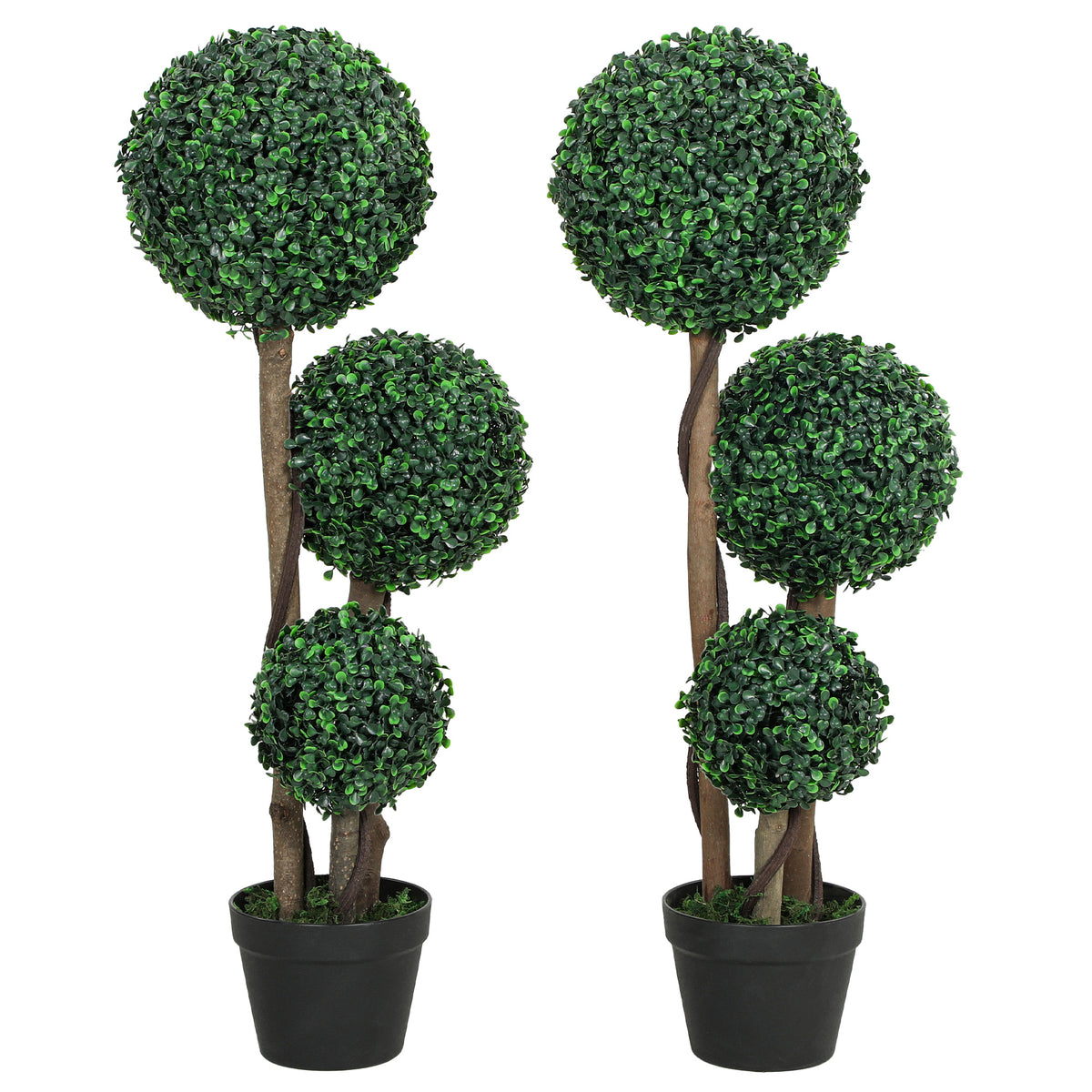 Artificial Triple Ball Topiary Tree in Pot