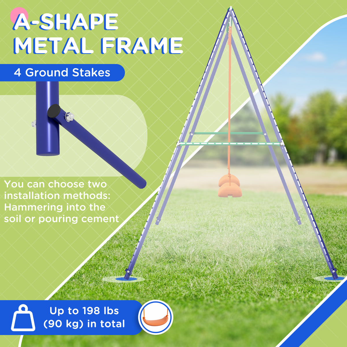 Kids outdoor swing set